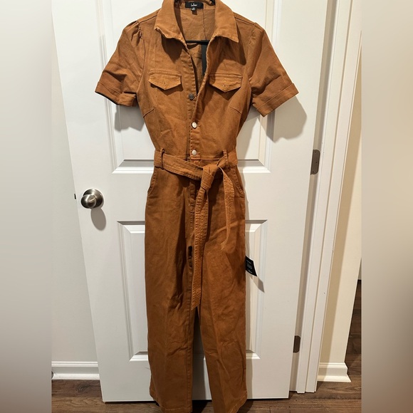 Practical Perfection Rust Brown Short Sleeve Jumpsuit - Picture 5 of 7